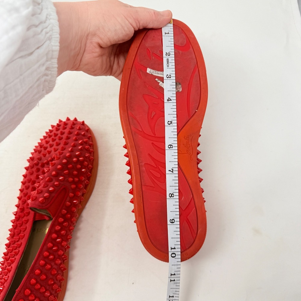 Christian Louboutin Roller Boat Spiked Red Slip On Sneakers Size 10.5 Luxury‎ - Picture 10 of 11